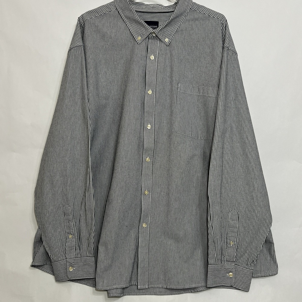 Basic‎ Editions Modern Fit Button Collar Long Sleeve Shirt Striped Men Size 4XL
